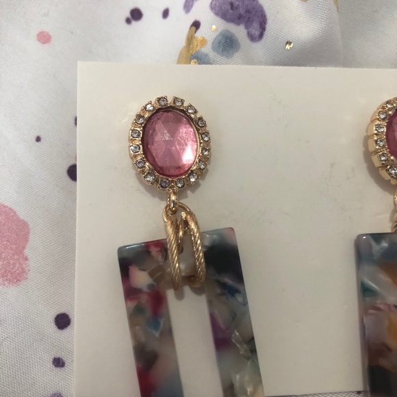 Pink and Colorful Dangle Earrings - Picture 6 of 6